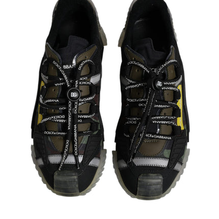 Dolce & Gabbana Black Green Camo NS1 Low Top Sneakers Shoes