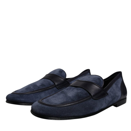 Dolce & Gabbana Blue Suede Leather Shoes Loafer Moccasin Shoes