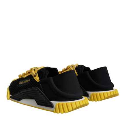 Dolce & Gabbana Black Yellow Low Top NS1 Sneakers Shoes