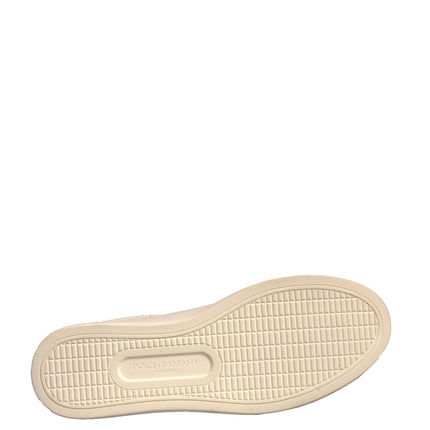 Dolce & Gabbana White Suede Leather Low Top Sneakers Shoes