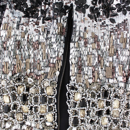 Dolce & Gabbana Crystal Silver Runway Handmade Dress