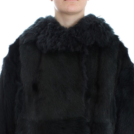 Dolce & Gabbana Black Goat Fur Shearling Long Jacket Coat