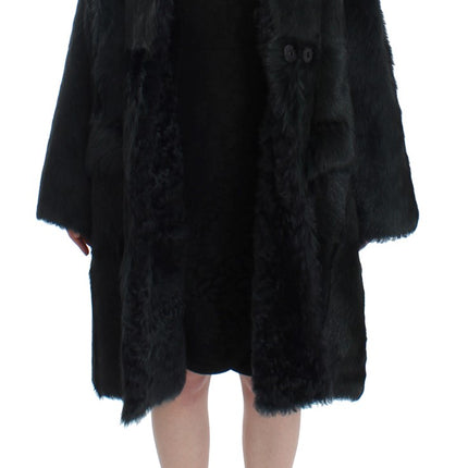 Dolce & Gabbana Black Goat Fur Shearling Long Jacket Coat