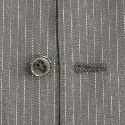 Dolce & Gabbana Gray Striped Wool Single Breasted Vest