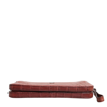 Dolce & Gabbana Bordeaux Croc Leather Logo Plaque Men Briefcase Bag
