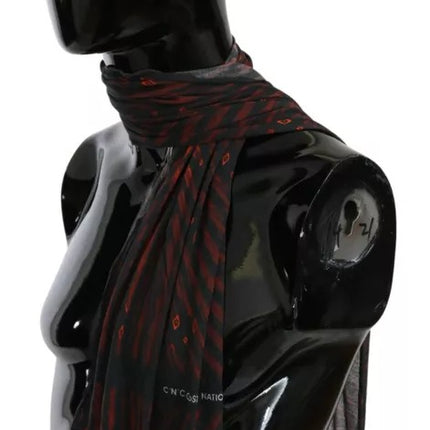 Dolce & Gabbana Black Red Viscose Foulard Branded Scarf