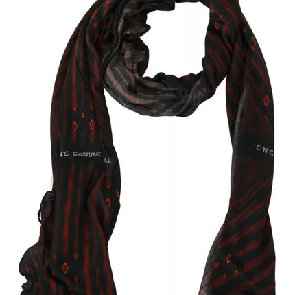 Dolce & Gabbana Black Red Viscose Foulard Branded Scarf