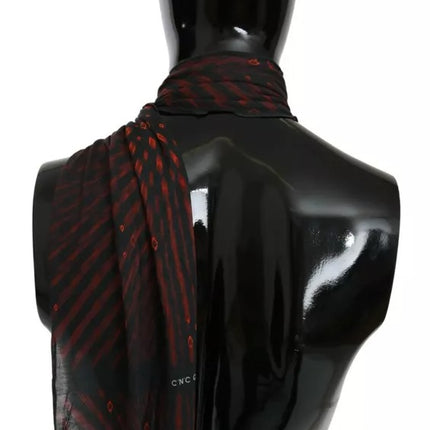 Dolce & Gabbana Black Red Viscose Foulard Branded Scarf