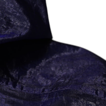 Dolce & Gabbana Dark Blue Cotton Hooded Men Raincoat Jacket