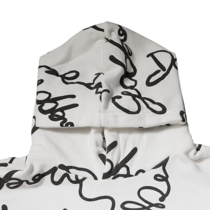 Dolce & Gabbana White Logo Cotton Hooded Sweatshirt Sweater