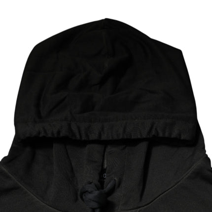 Dolce & Gabbana Black Cotton Hooded DG Shield Pullover Sweater