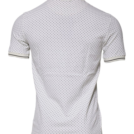 Dolce & Gabbana White Polka Dot Cotton Collared Polo T-shirt