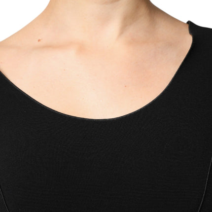 Emporio Armani Black Viscose Short Sleeves Sheath Midi Dress