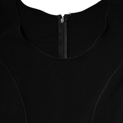 Emporio Armani Black Viscose Short Sleeves Sheath Midi Dress