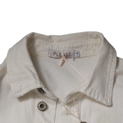 Please White Cotton Short Sleeves Button Down Romper Dress