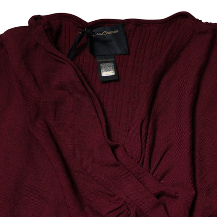 Roberto Cavalli Maroon Jumper Keyhole Knit Pullover Sweater