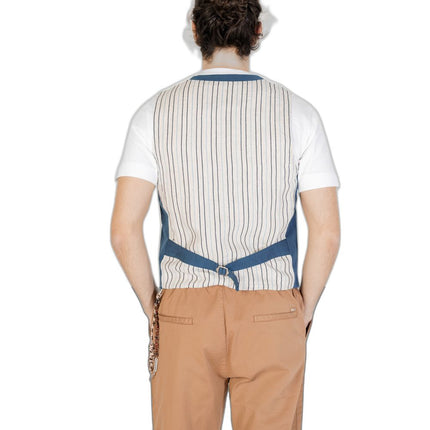 Gianni Lupo Blue Cotton Waistcoat