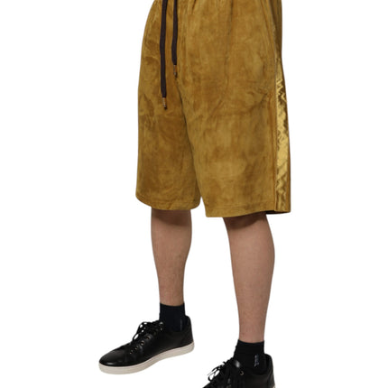 Dolce & Gabbana Brown Lambskin Suede Men Bermuda Shorts