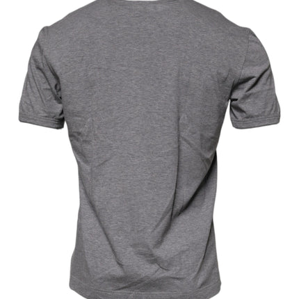Dolce & Gabbana Gray Logo Print Cotton Crew Neck Men T-shirt