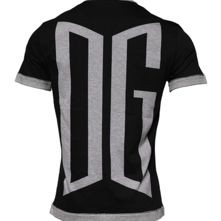 Dolce & Gabbana Black Logo Cotton Crew Neck Men Tee T-shirt
