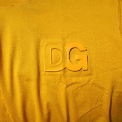 Dolce & Gabbana Dark Yellow Logo Cotton Men Crew Neck T-shirt
