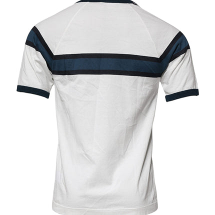 Dolce & Gabbana White Logo Print Cotton Men Crew Neck T-shirt