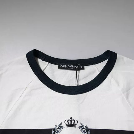 Dolce & Gabbana White Logo Print Cotton Men Crew Neck T-shirt