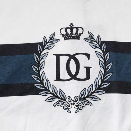Dolce & Gabbana White Logo Print Cotton Men Crew Neck T-shirt