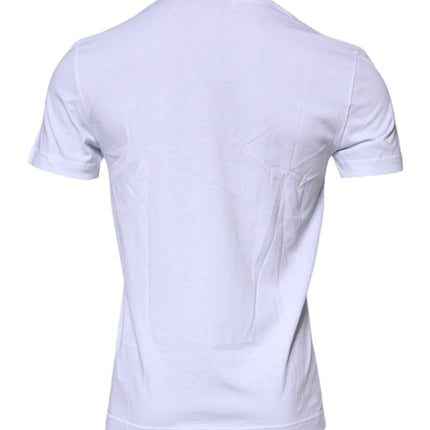 Dolce & Gabbana White Logo Plaque Cotton Crew Neck T-shirt