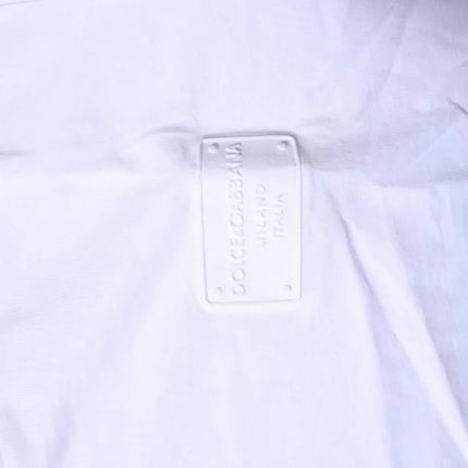 Dolce & Gabbana White Logo Plaque Cotton Crew Neck T-shirt