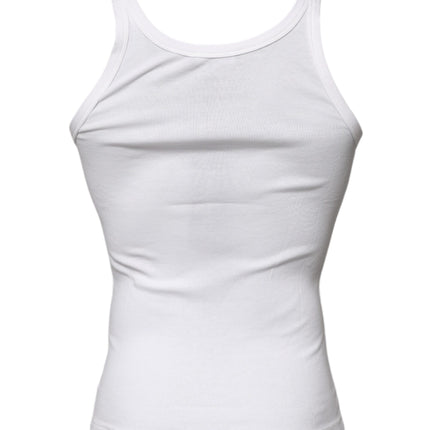 Dolce & Gabbana Ivory Cotton Sleeveless Round Neck Tank T-shirt