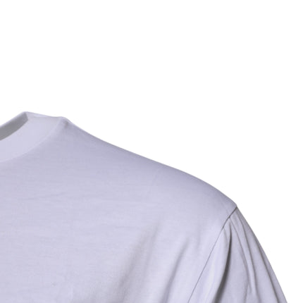 Dolce & Gabbana White Logo Patch Cotton Crew Neck T-shirt