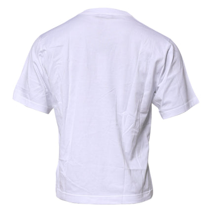 Dolce & Gabbana White Logo Patch Cotton Crew Neck T-shirt