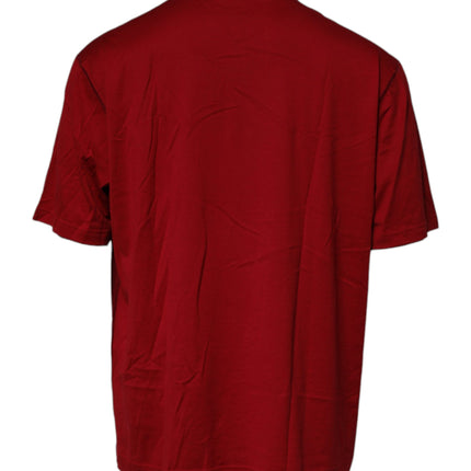 Dolce & Gabbana Red Logo Tape Cotton Crew Neck T-shirt
