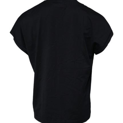 Dolce & Gabbana Dark Blue Logo Crown Cotton Crew Neck T-shirt