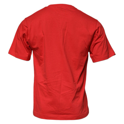 Dolce & Gabbana Red DG Logo Patch Cotton Crew Neck T-shirt