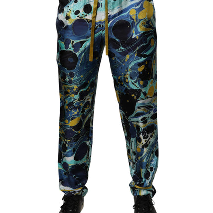 Dolce & Gabbana Multicolor Marble Print Jogger Sweatpants Pants