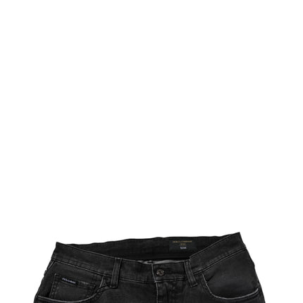 Dolce & Gabbana Black Cotton Stretch Skinny Men Denim Jeans