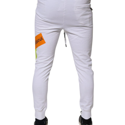 Dolce & Gabbana White Cotton Logo Jogger Pants