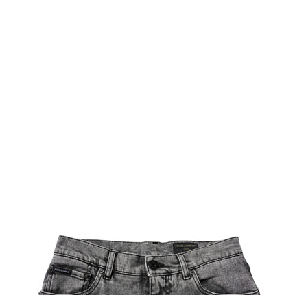 Dolce & Gabbana Dark Gray Washed Cotton Slim Fit Denim Jeans