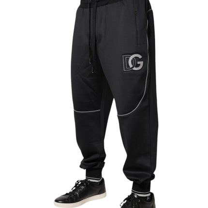 Dolce & Gabbana Black Polyester Logo Jogger Pants