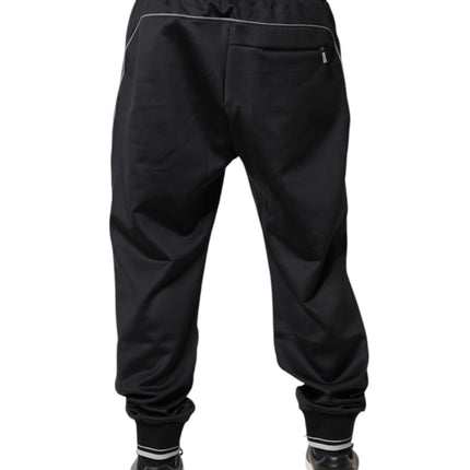 Dolce & Gabbana Black Polyester Logo Jogger Pants