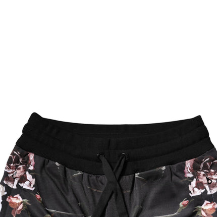 Dolce & Gabbana Black Floral Polyester Jogger Pants