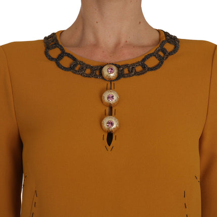 Dolce & Gabbana Brown Mini  Crystal Embellished Dress