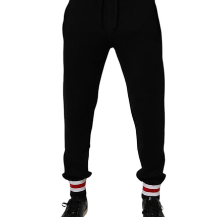 Dolce & Gabbana Black Wool Mid Waist Jogger Sweatpants Pants