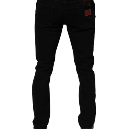 Dolce & Gabbana Black Tattered Cotton Skinny Men Denim Jeans