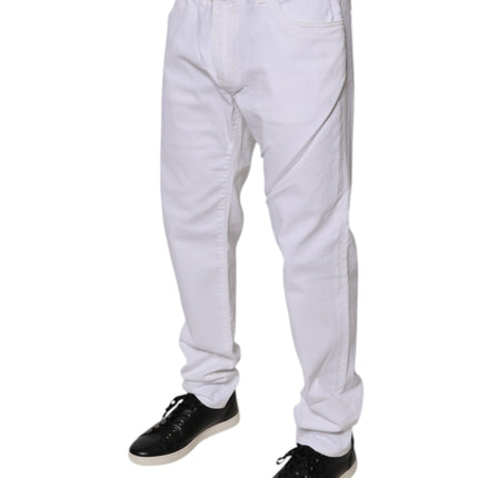 Dolce & Gabbana White Cotton Stretch Skinny Men Denim Jeans