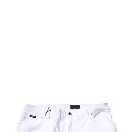 Dolce & Gabbana White Cotton Stretch Skinny Men Denim Jeans