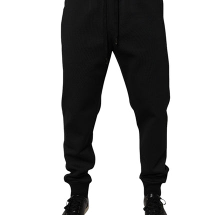 Dolce & Gabbana Black Polyester Men Jogger Sweatpants Pants