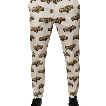 Dolce & Gabbana Off White Cars Cotton Skinny Men Denim Jeans